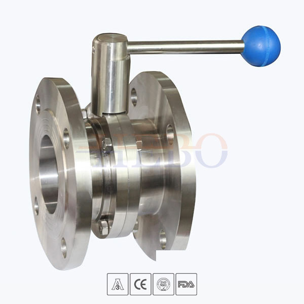 Stainless-Steel-Sanitary-Grade-Round-Handle-Flanged-Butterfly-Valve