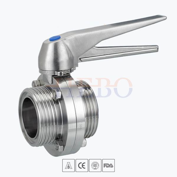 Stainless-Steel-Food-Grade-Duck-Type-Handle-Male-Male-Threading-Butterfly-Valve