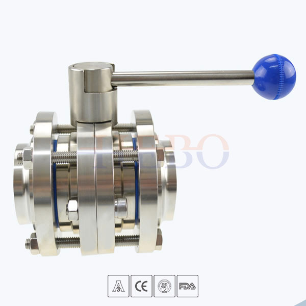 Stainless-Steel-Food-Equipment-Flange-End-Round-Handle-Butterfly-Valve