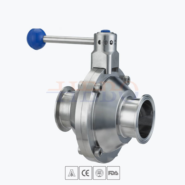 Stainless-Steel-Sanitary-Grade-Round-Handle-Tri-Clamped-Butterfly-Type-Ball-Valve