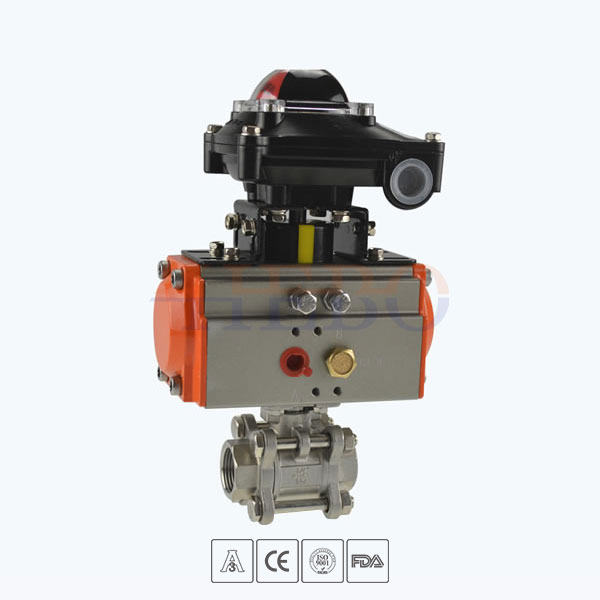 Stainless-Steel-Sanitary-Grade-Pneumatic-Threaded-3-Piece-Ball-Valve